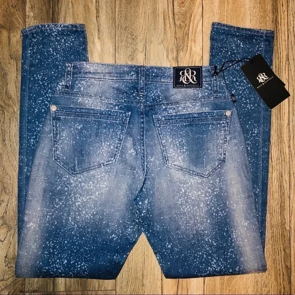 NWT Rock & Republic Splatter Boyfriend Skinny Jeans Size 0M - Picture 7 of 12